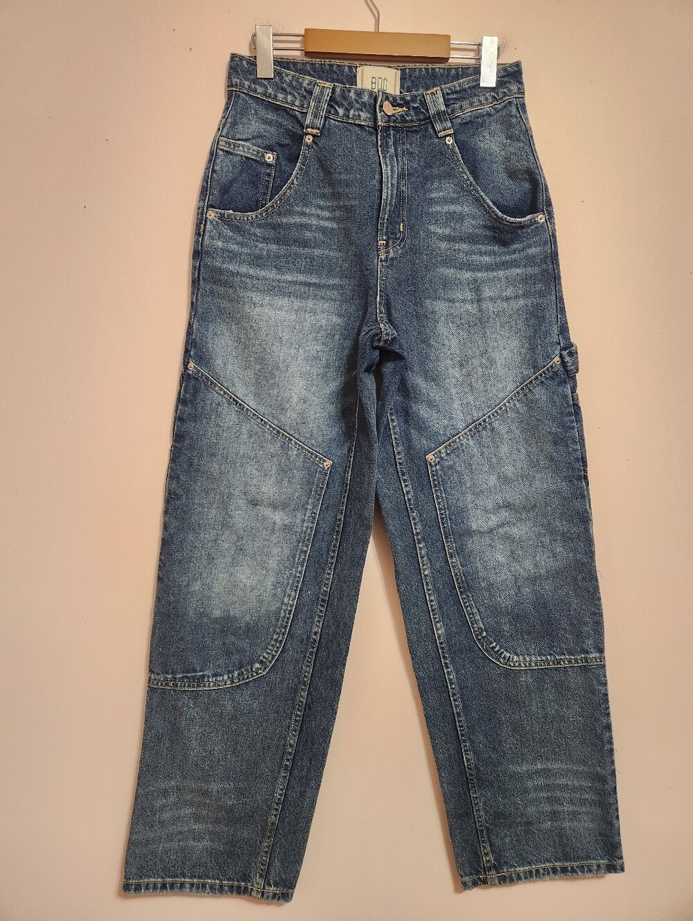 BDG Bella Baggy Carpenter Jeans Y2K Skater Grunge Blue Denim Size 27